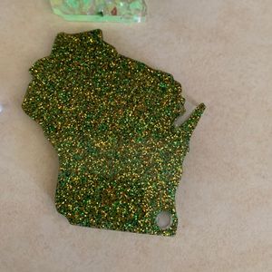 Wisconsin Resin Glitter Keychain